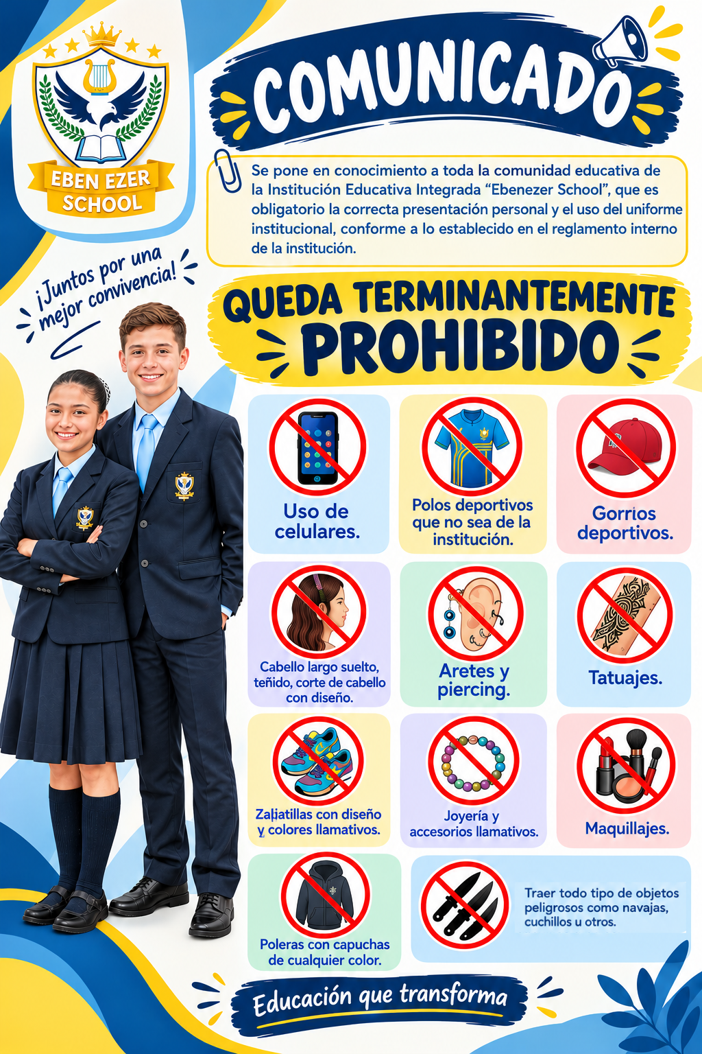 COMUNICADO: PROHIBICIONES DENTRO DE NUESTRA INSTITUCIÓN EDUCATIVA